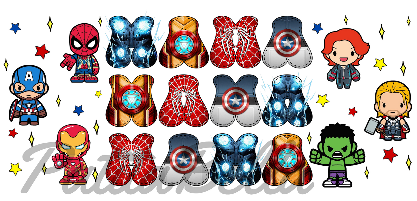 Q6 Mama Super Heroes sticker de vinil para vaso de 16 oz