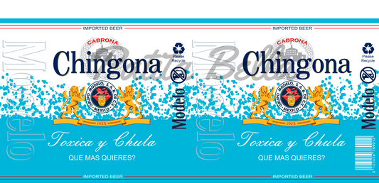 L137 Chingona Azul Clarito transfers para libbey sublimacion