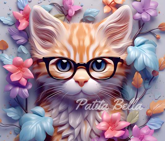 T195 GATITO 3D transfer para sublimar tumbler de 20 onzas