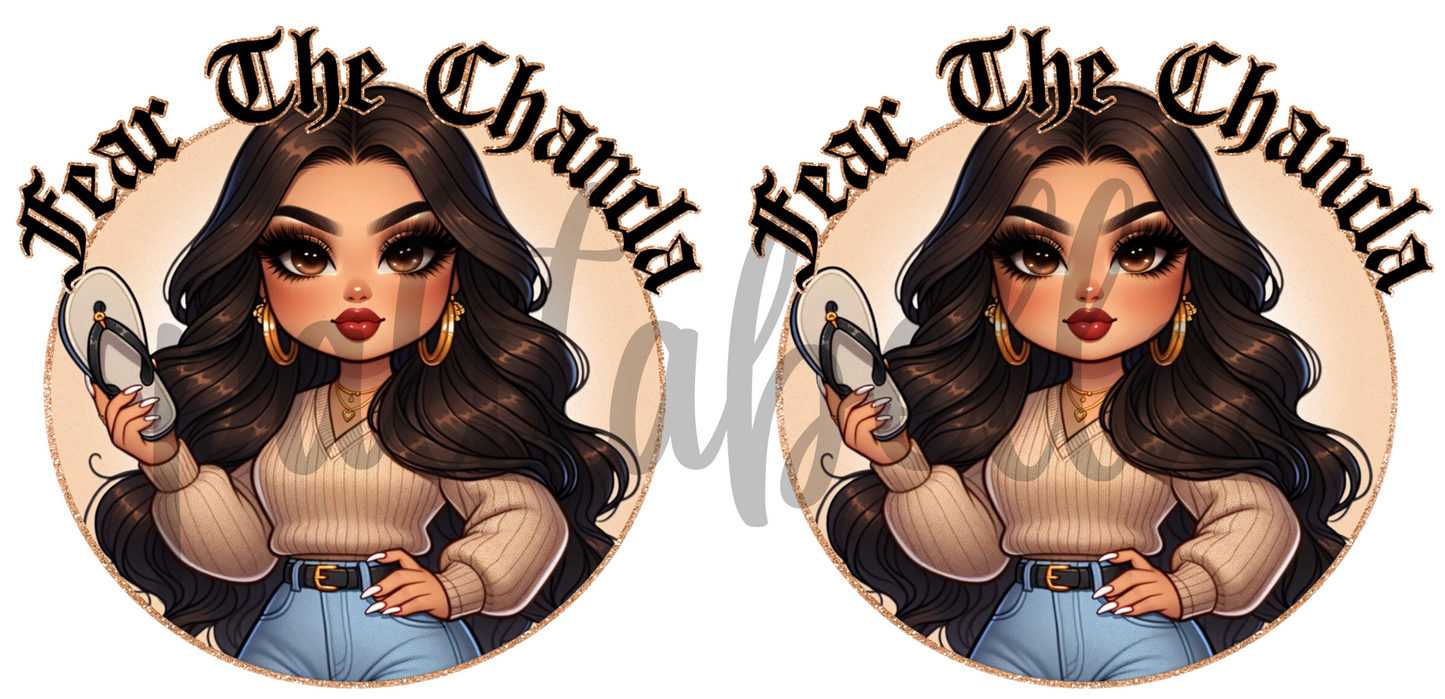 Q67 Fear The Chancla sticker de vinil para vaso de 16 oz