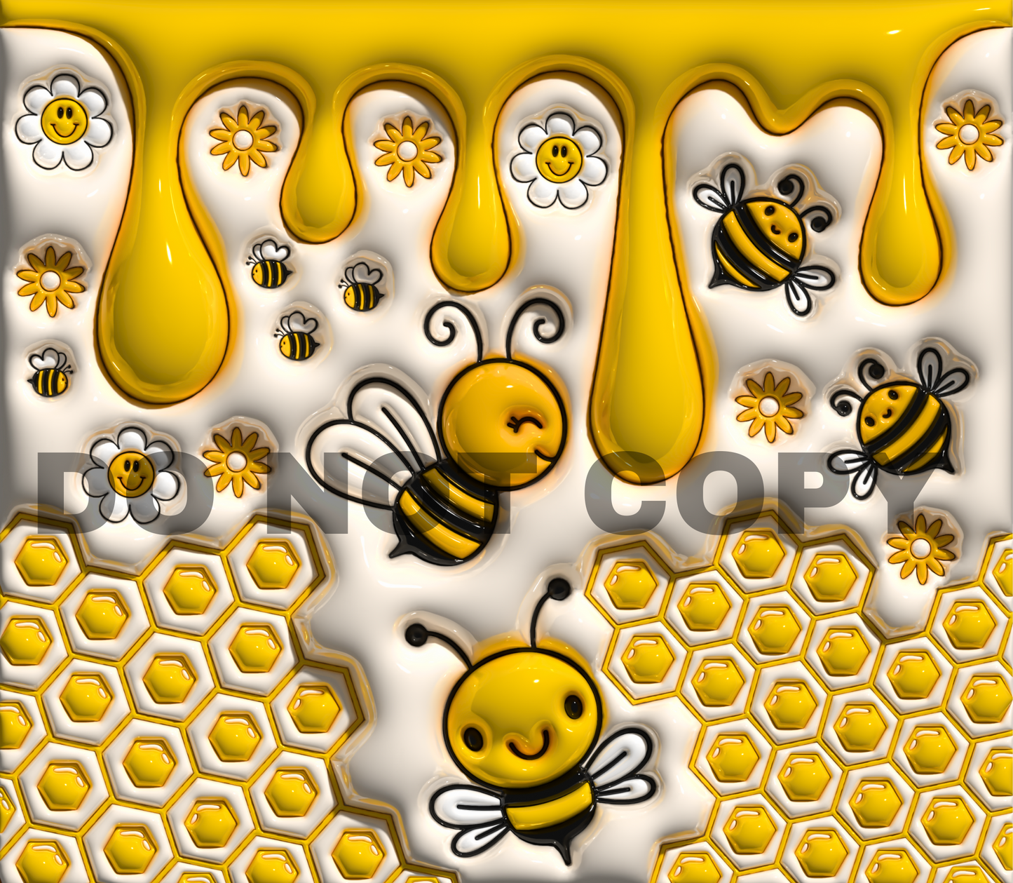 T406 Abeja Miel Transfer de sublimacion para tumbler de 20 oz.