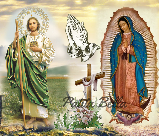 T207 SAN JUDAS Y VIRGENCITA transfer para sublimar tumbler de 20 onzas