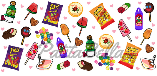 Q81 Dulces Y Chetos sticker de vinil para vaso de 16 oz