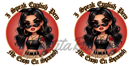 Q80 Me Enojo En Español sticker de vinil para vaso de 16 oz