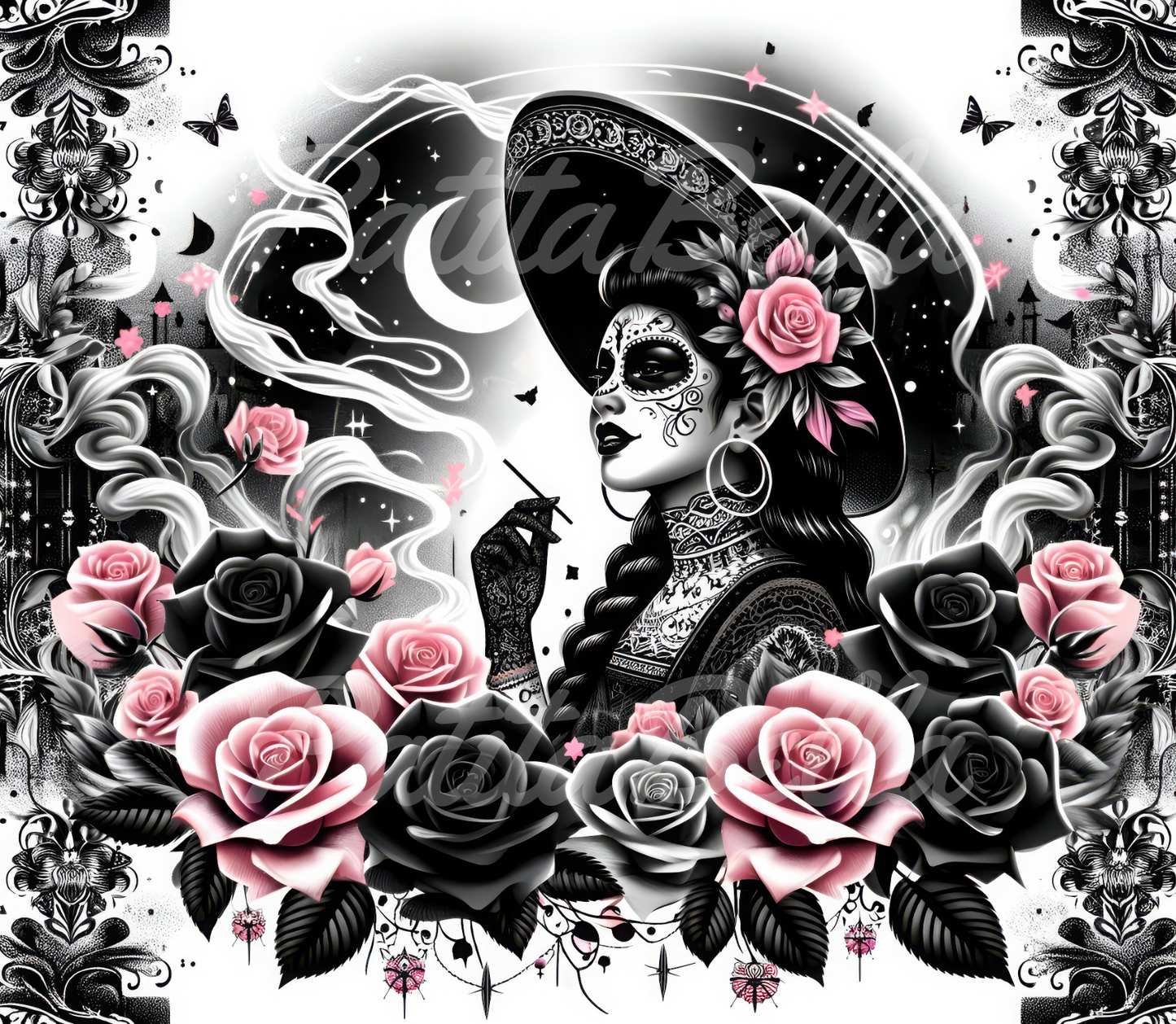 B107 Catrina Rosa vinil para tumbler de 20 oz