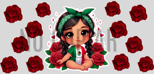 L220 Mexicana Rosas transfer sublimacion para vaso cristal de 16oz