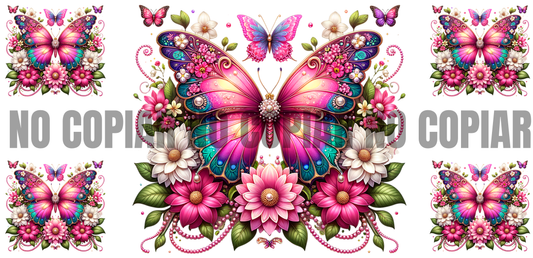 L232 Mariposas transfer sublimacion para vaso cristal de 16oz