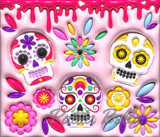 T111 Catrina Rosita 3D Puff transfer para sublimacion tumbler/termo 20oz