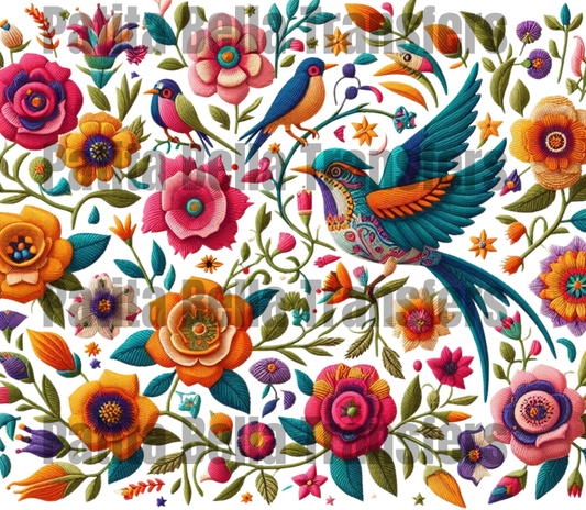T16 Pajarito Flores transfer para sublimacion tumbler de 20oz