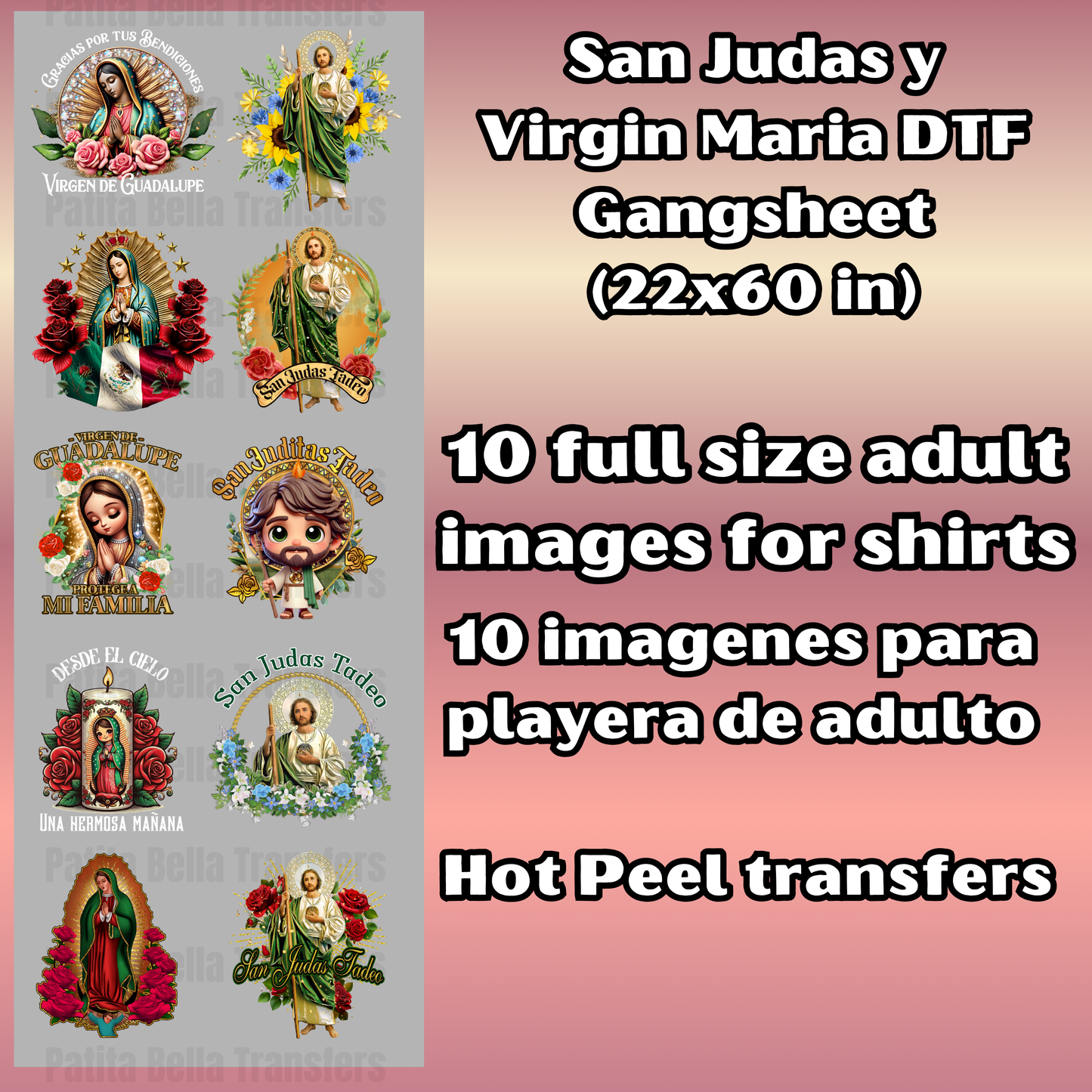 G33 San Judas Y Virgencita Hot Peel DTF Gang Sheet