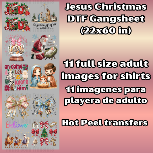 G38 Navidad Religioso Hot Peel DTF Gang Sheet