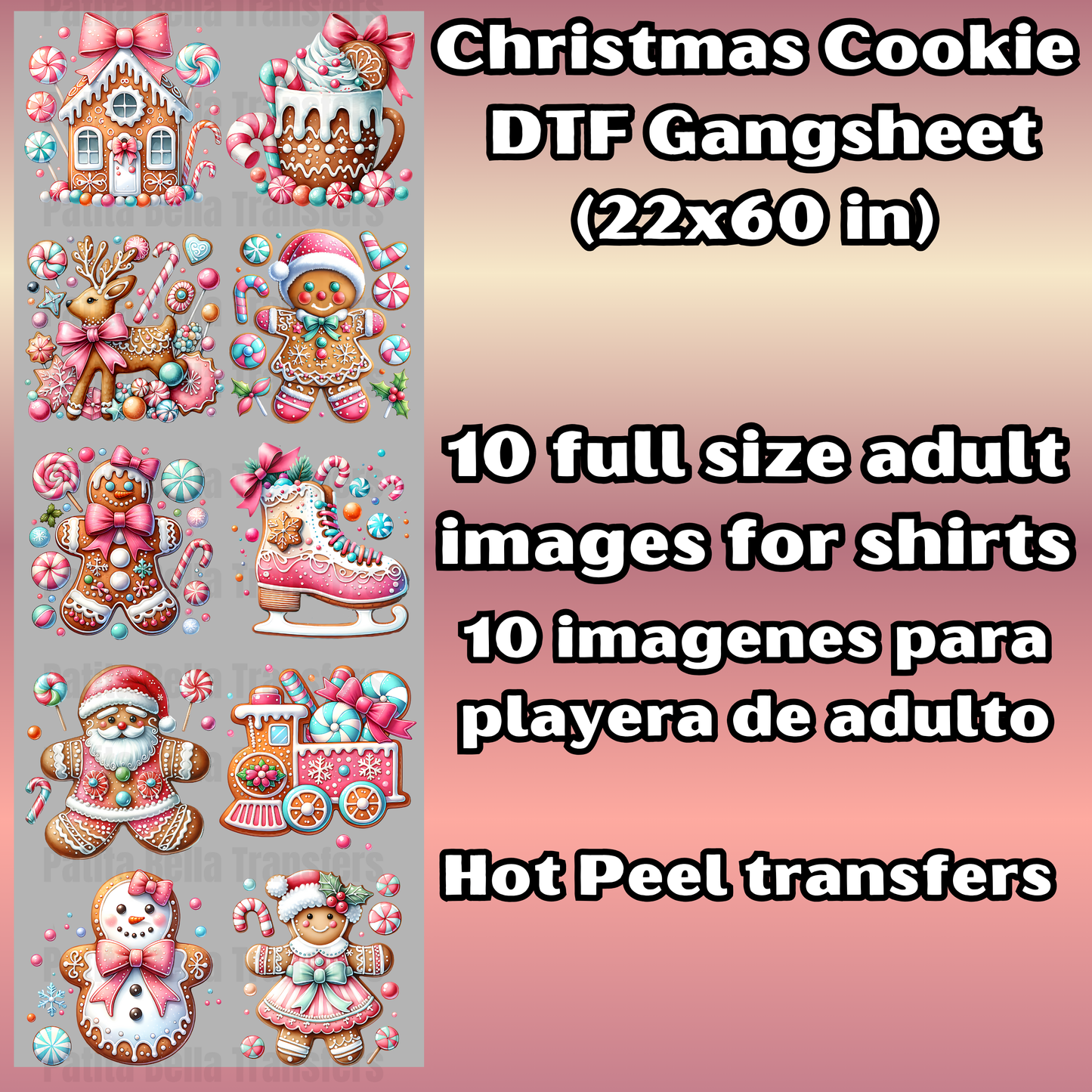 G40 Galletas de Navidad Hot Peel DTF Gang Sheet