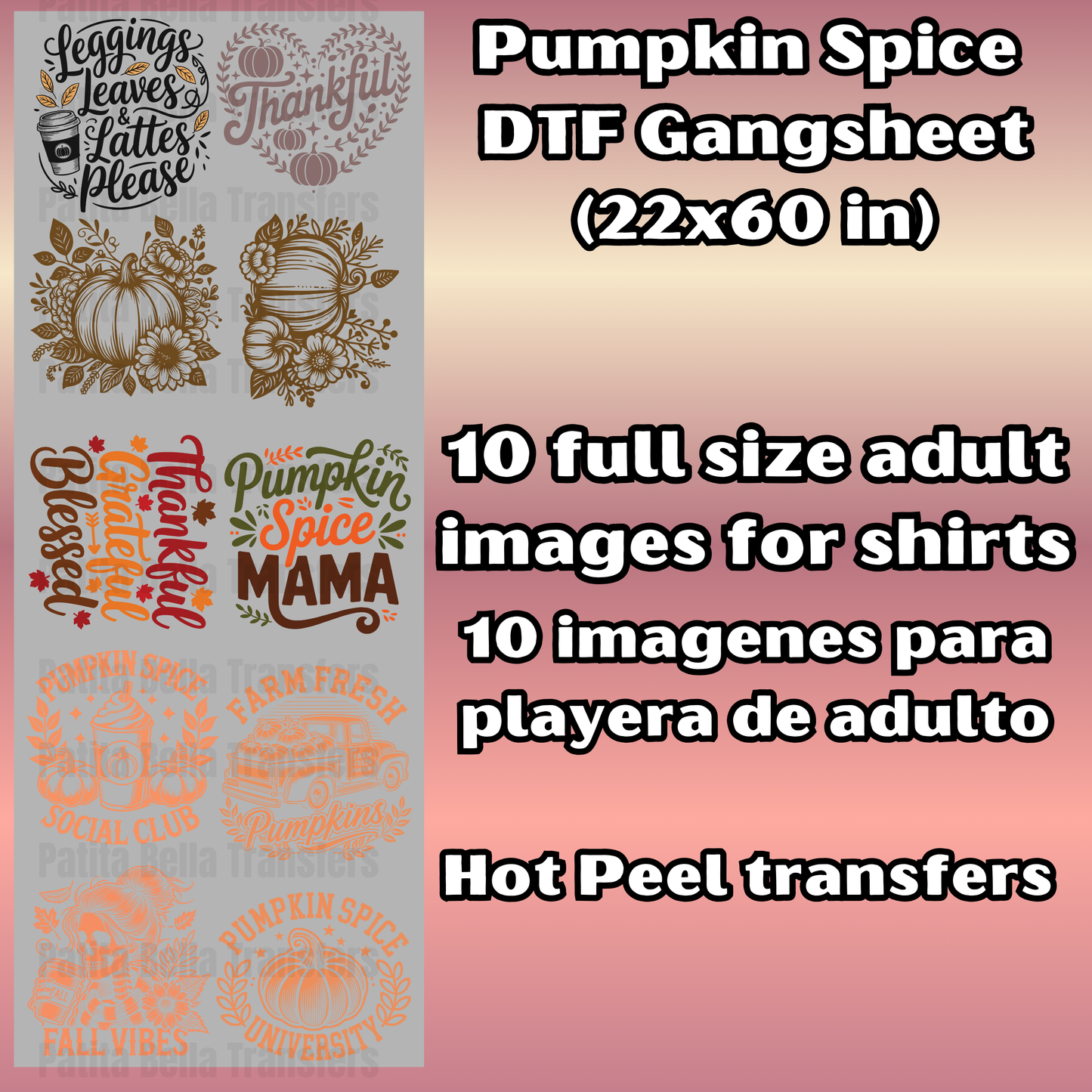 G45 Pumpkin Spice Hot Peel DTF Gang Sheet