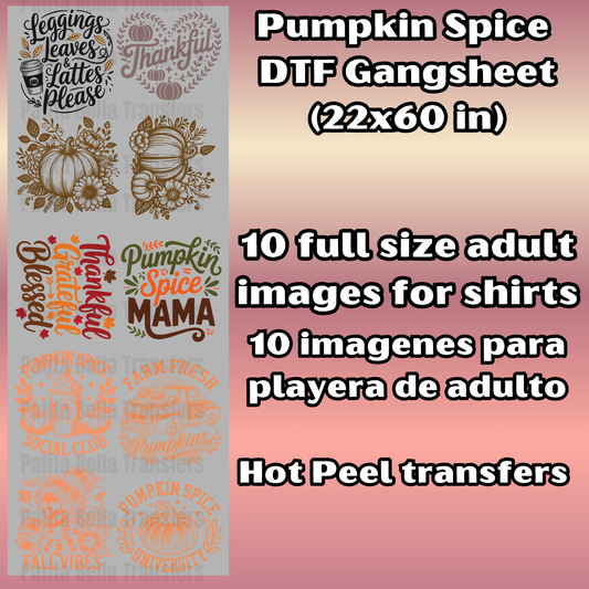 G45 Pumpkin Spice Hot Peel DTF Gang Sheet