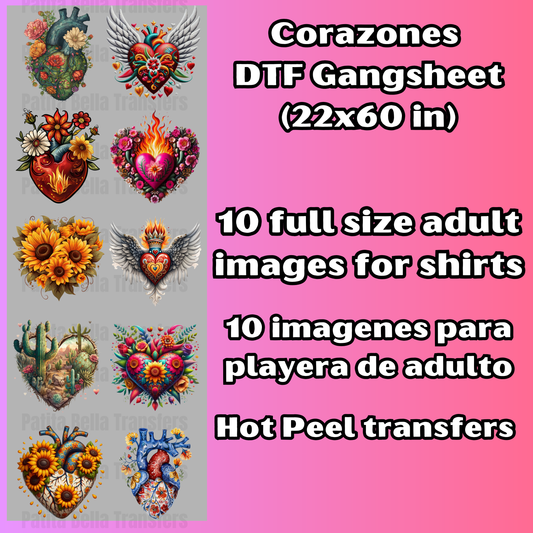 G46 Corazones Hot Peel DTF Gang Sheet