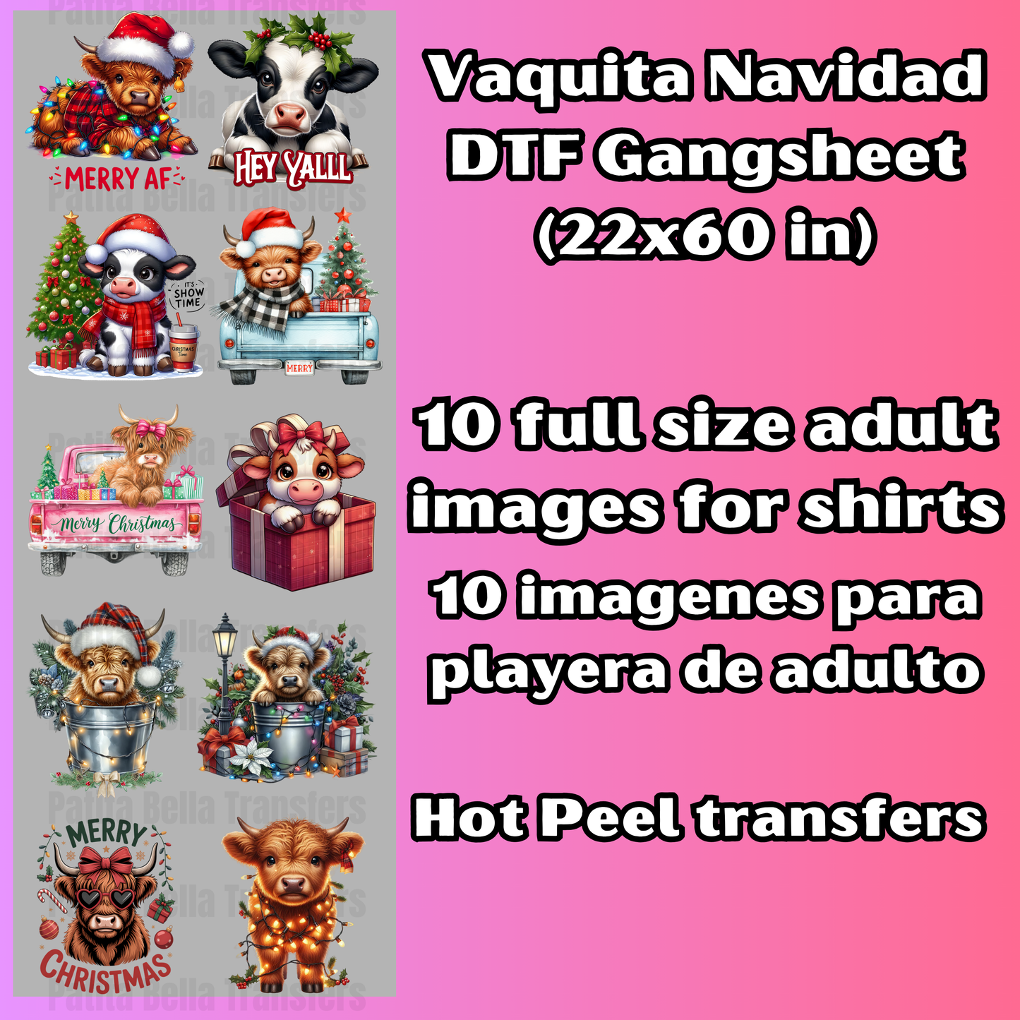 G50 Vaquita Navidad Hot Peel DTF Gang Sheet
