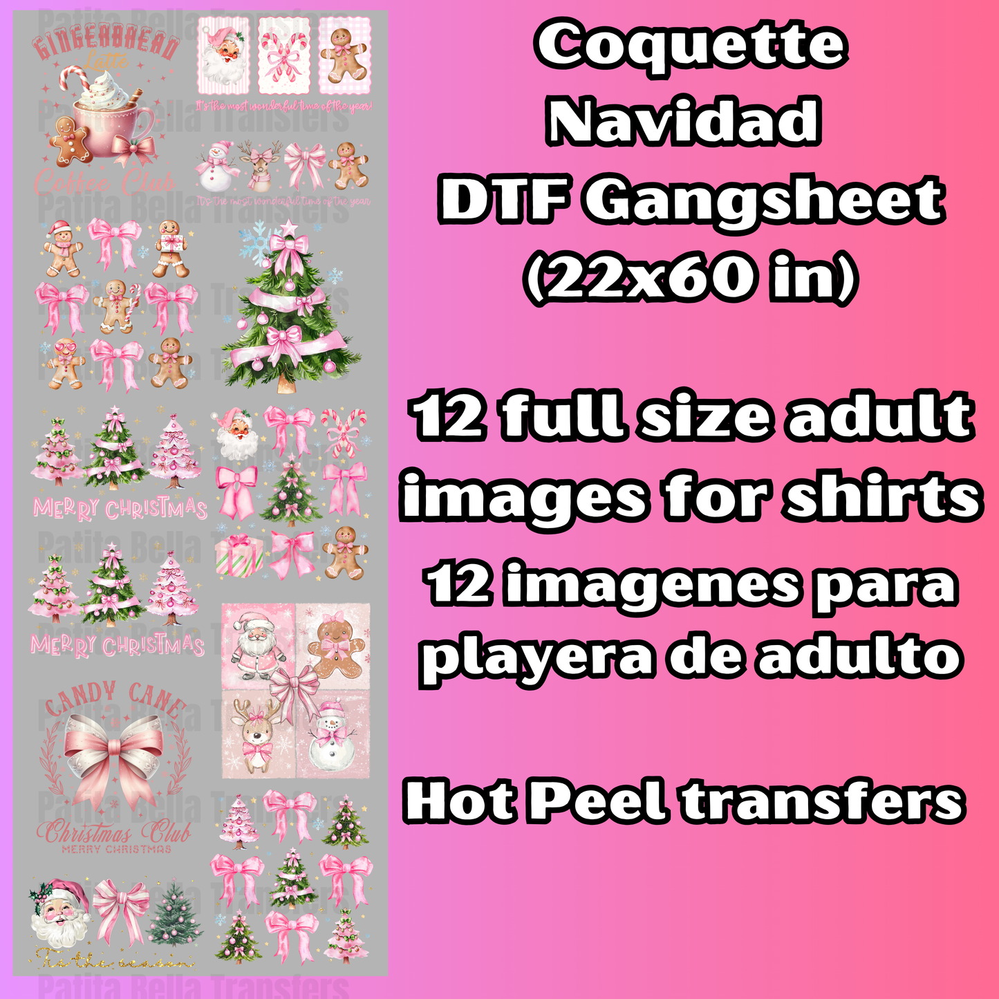 G51 Coquette Navidad Hot Peel DTF Gang Sheet