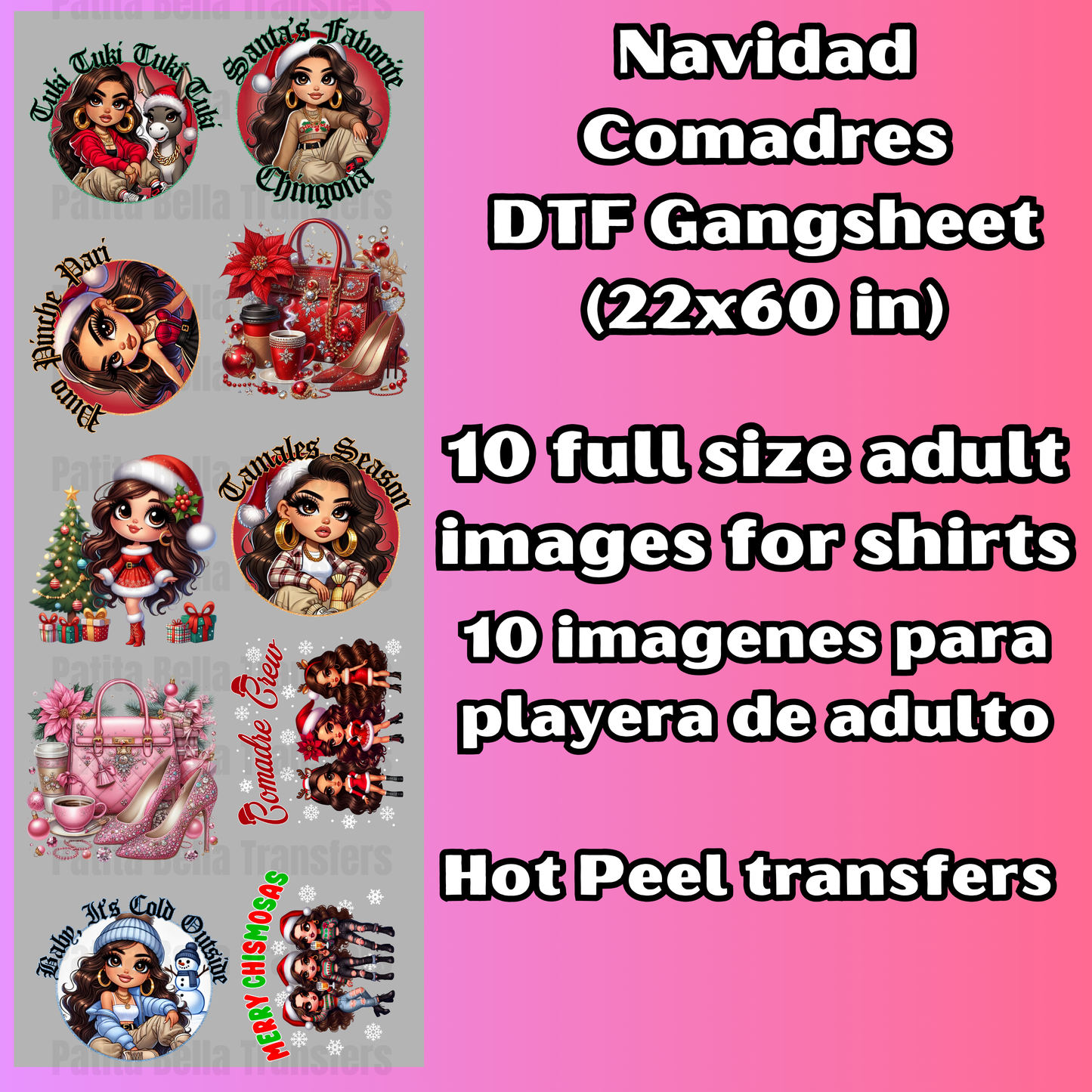 G52 Navidad Comadres Hot Peel DTF Gang Sheet
