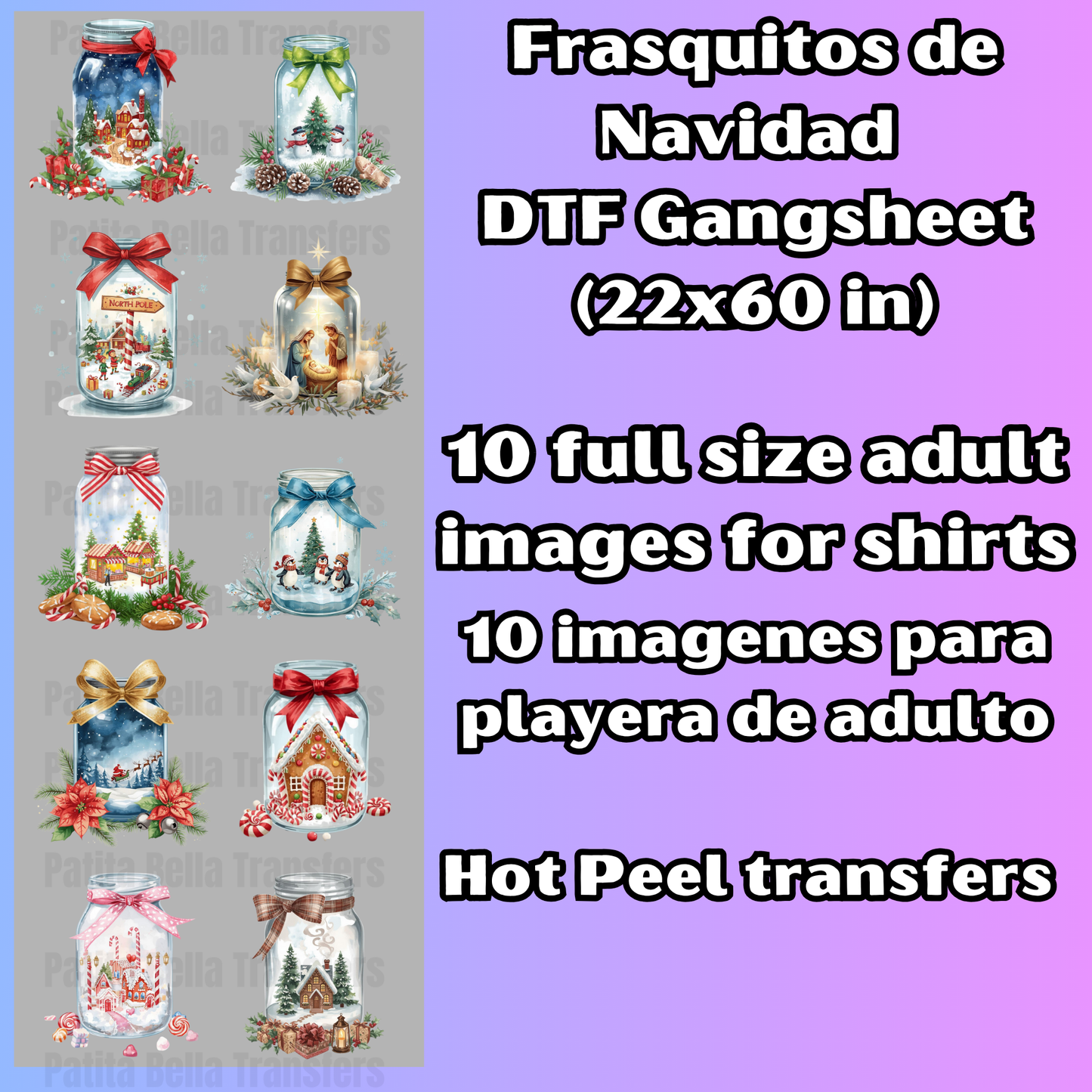 G56 Frasquitos de Navidad Hot Peel DTF Gang Sheet
