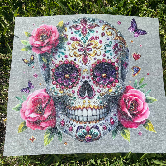 F24 Dia De Los Muertos Glitter transfer de playera