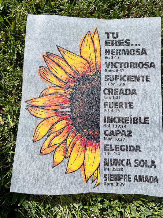 F13 Tu Eres Girasol Glitter transfer de playera