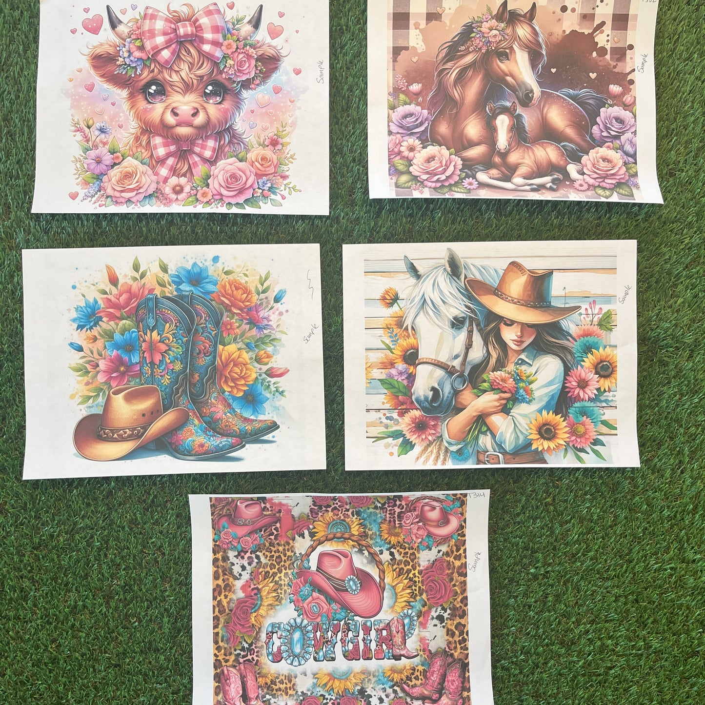 PT1 Paquete de 10 pcs (2 de cada diseño) / sublimacion transfers para tumbler 20oz