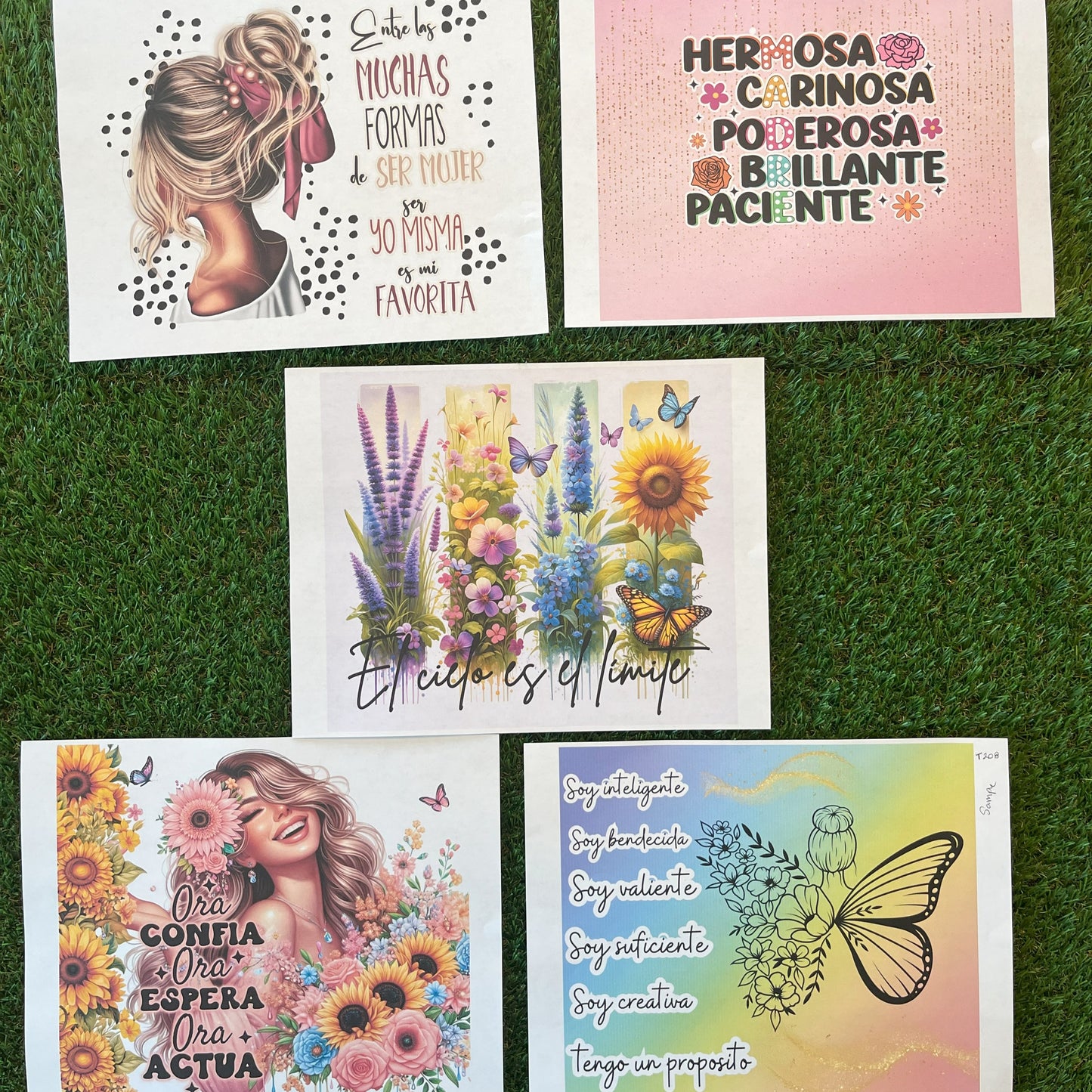 PT9 Paquete de 10 pcs (2 de cada diseño) / sublimacion transfers para tumbler 20oz