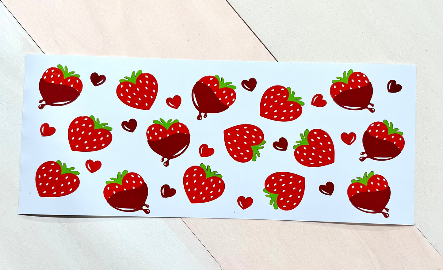 Q32 Fresas Chocolate sticker vinil de vaso cristal 16oz