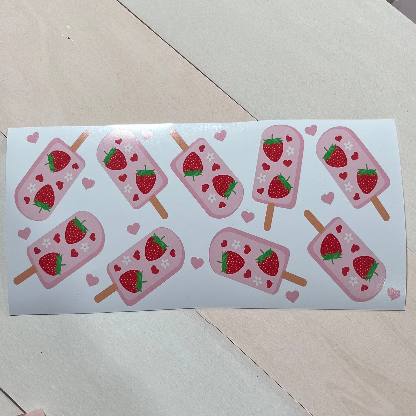 Q30 Paleta Fresa sticker vinil de vaso cristal 16oz