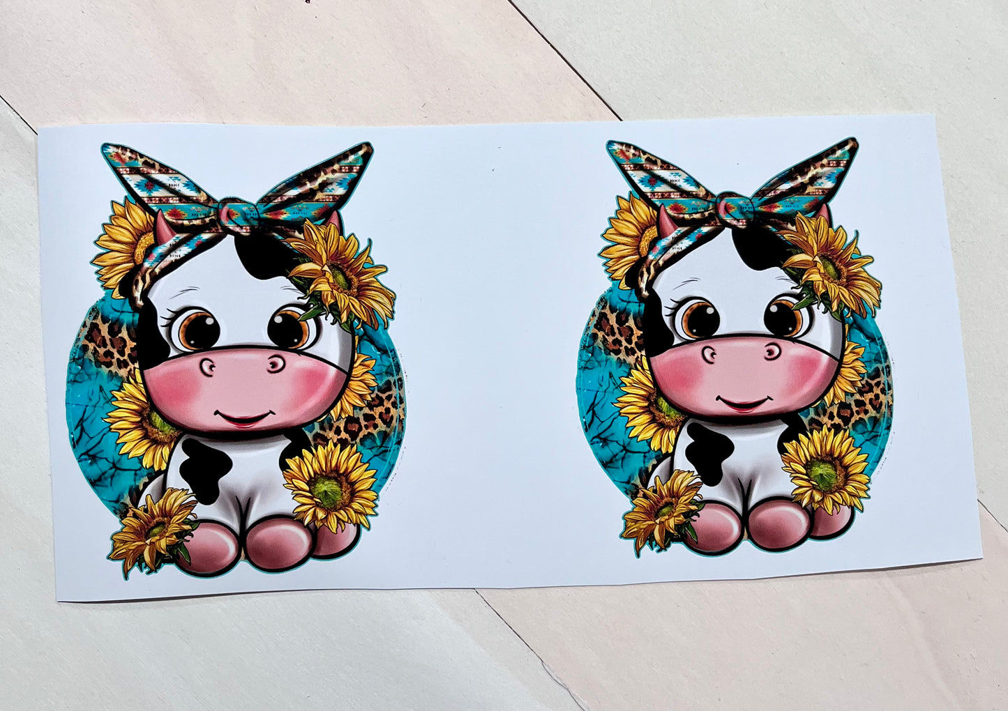 Q27 Vaquita Girasol sticker vinil de vaso cristal 16oz