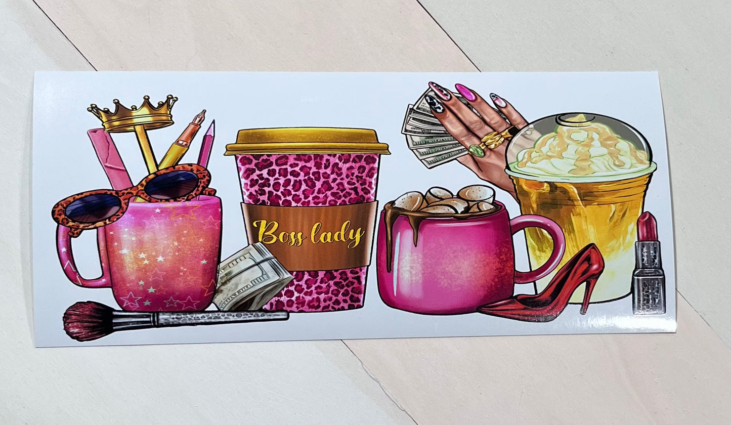 Q25 Boss Lady Frappe sticker vinil de vaso cristal 16oz