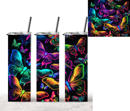 T89 MARIPOSA NEON transfer para sublimar tumbler/ termo